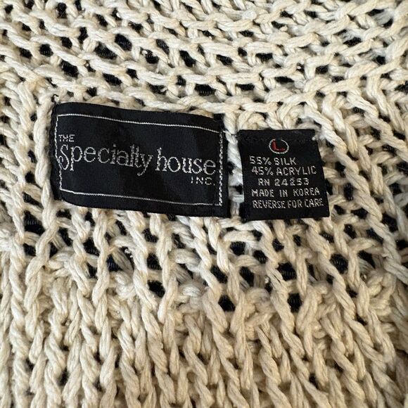 The Specialty House Open Knit Sweater Vest Womens L Silk Blend Cottagecore Boho - Picture 4 of 7